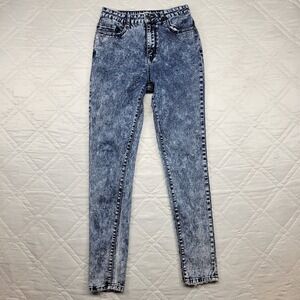 Iris Jeans acid washed distressed blue jeans size 9